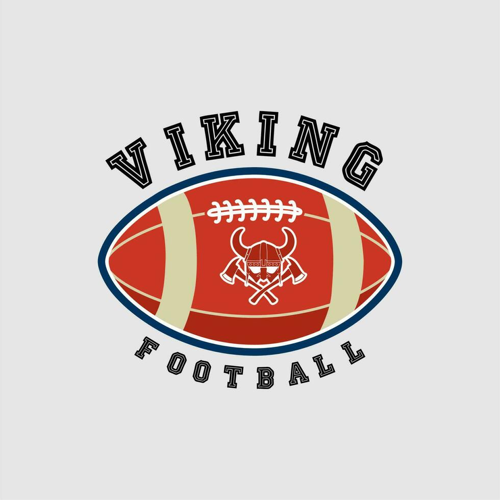Wikinger Rugby Logo, amerikanisch Fußball Ball mit Wikinger Axt Vektor Symbol