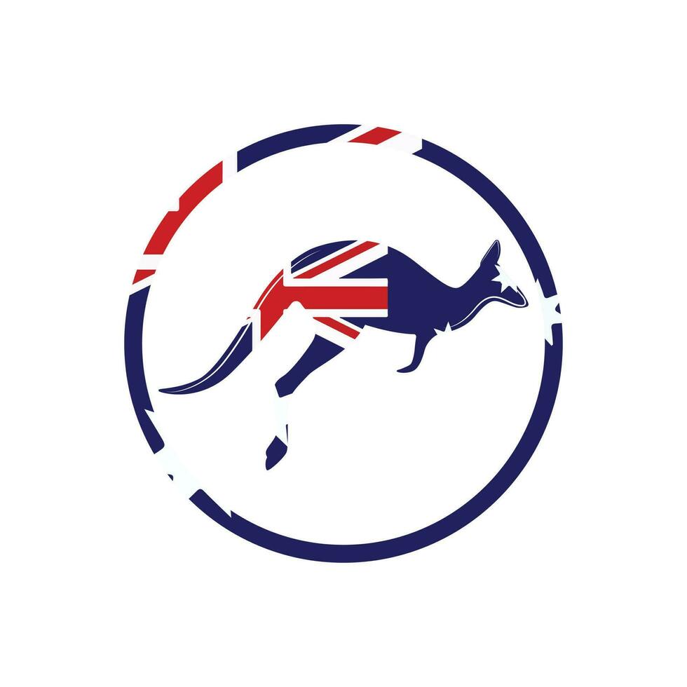 känguru Hoppar logotyp mall australier flagga. vektor