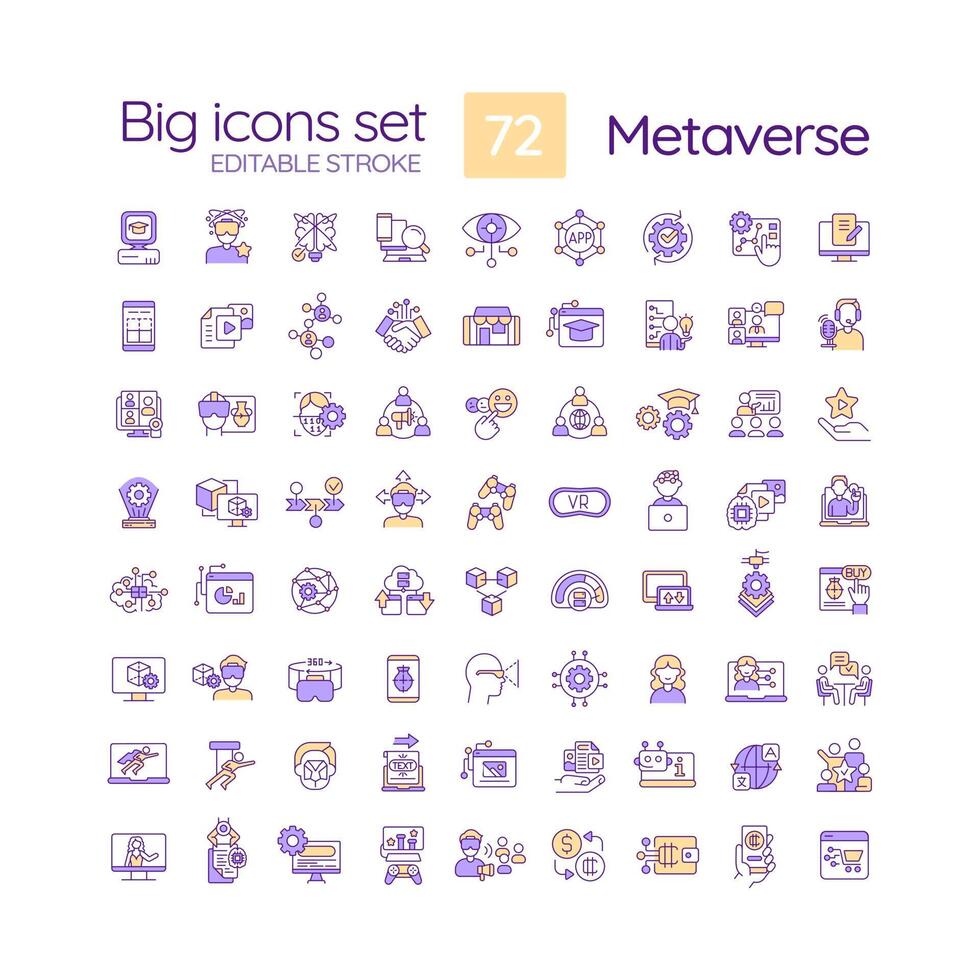 Metaverse rgb Farbe Symbole Satz. Technologie von virtuell Wirklichkeit. Maschine Lernen Algorithmus. ai generiert Modelle. isoliert Vektor Illustrationen. einfach gefüllt Linie Zeichnungen Sammlung. editierbar Schlaganfall