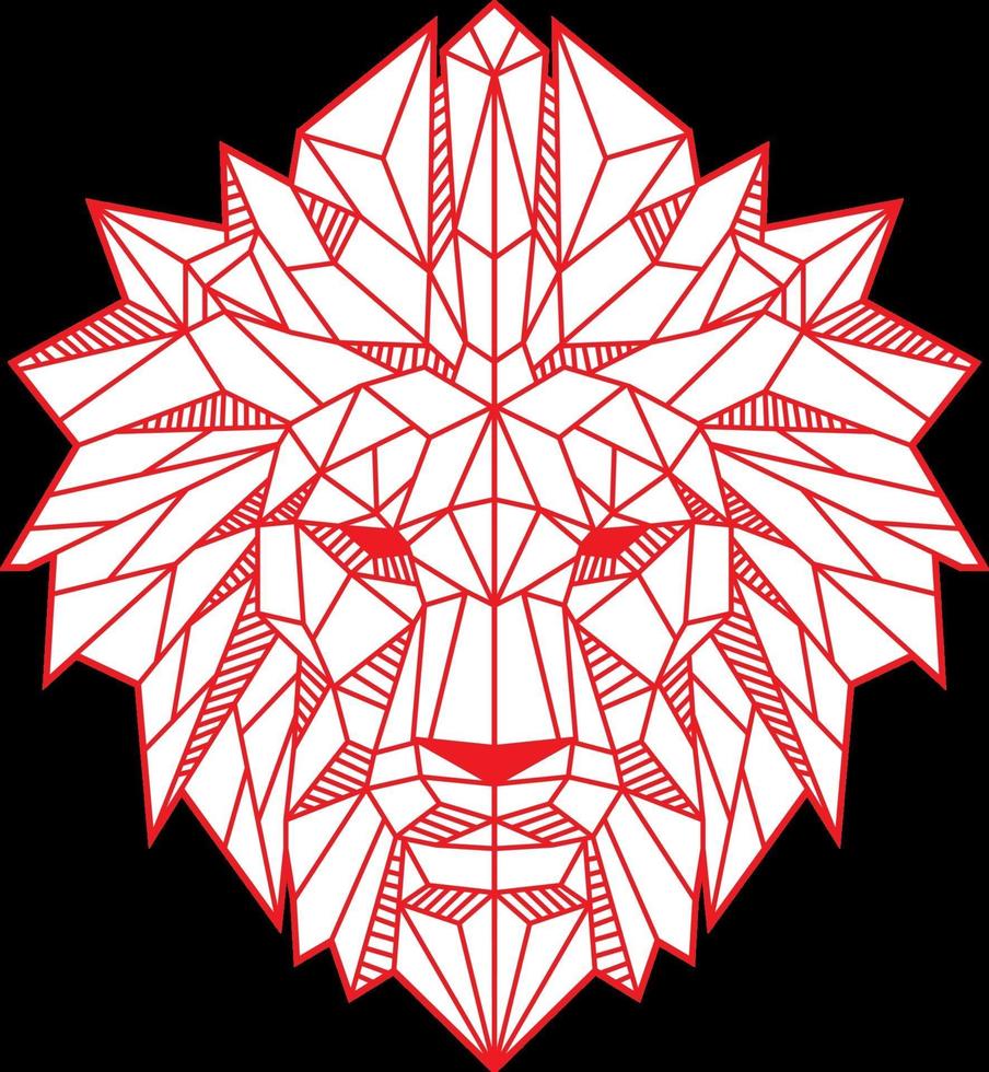 abstrakt låg polygon lejonhuvud röd färg vektorillustration vektor
