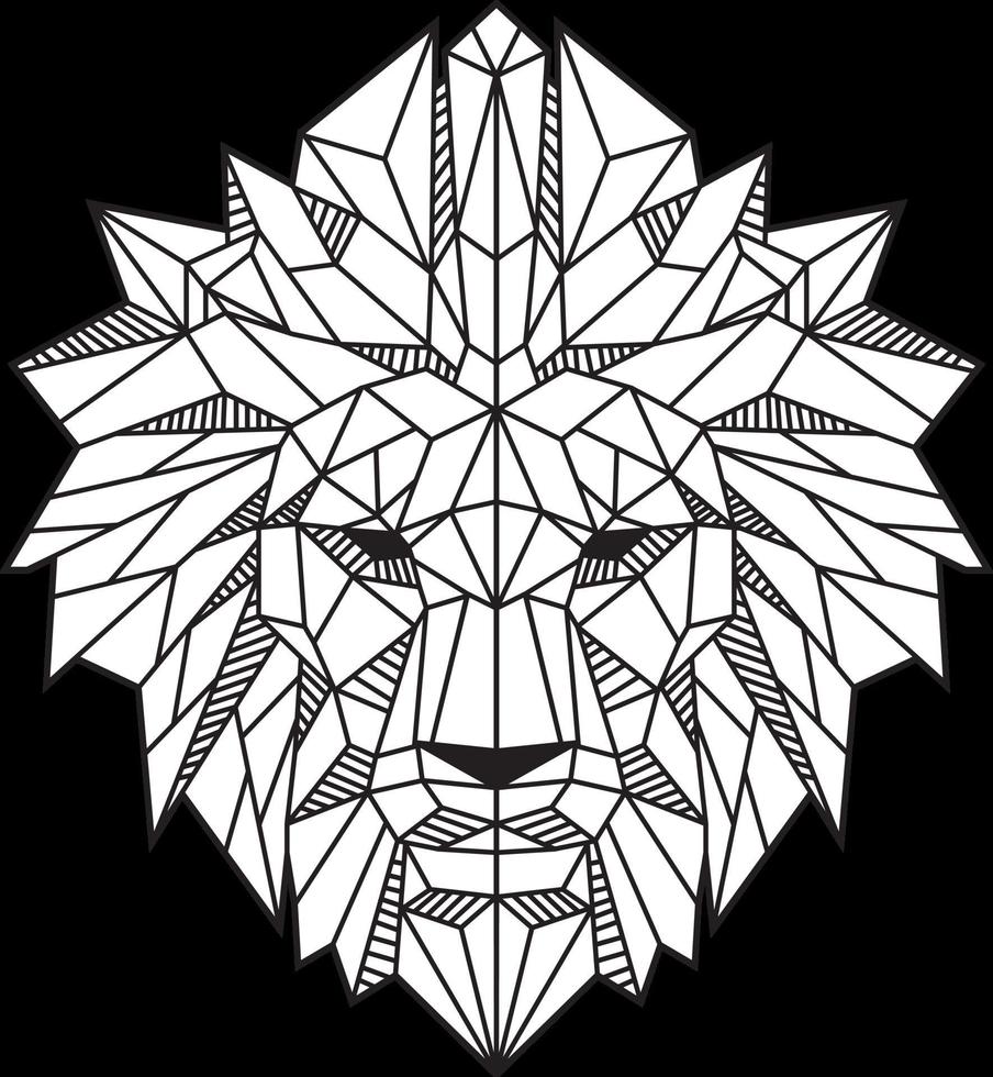 abstrakte niedrige Polygon-Löwenkopf-Schwarzweiss-Vektorillustration vektor