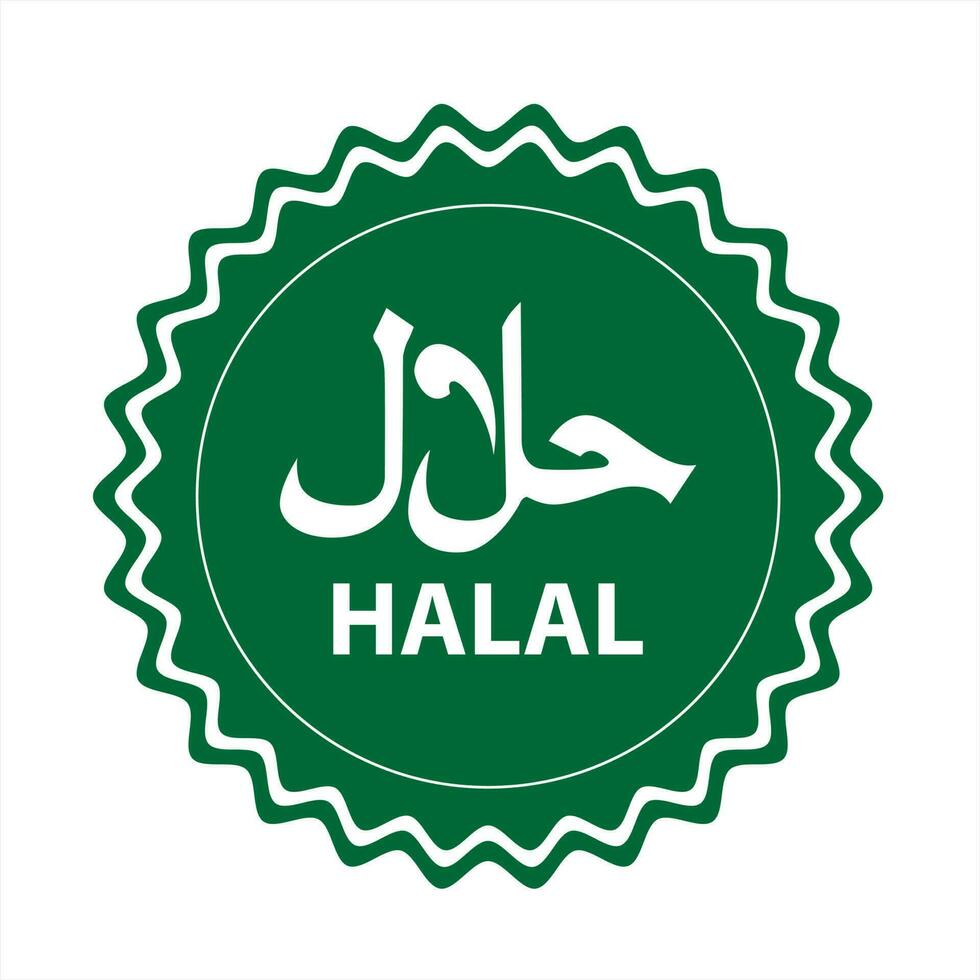 Vektor halal Logo. halal Abzeichen, runden Briefmarke und Vektor Logo. halal Zeichen Design