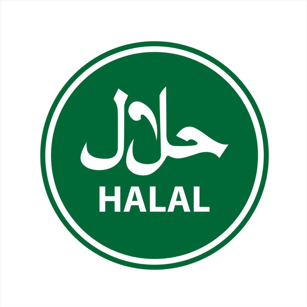 vektor halal logotyp. halal bricka, runda stämpel och vektor logotyp. halal tecken design