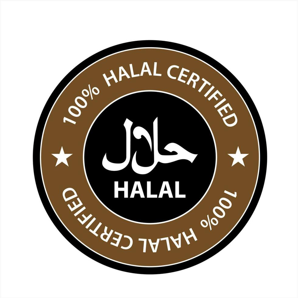 vektor halal logotyp. halal bricka, runda stämpel och vektor logotyp. halal tecken design