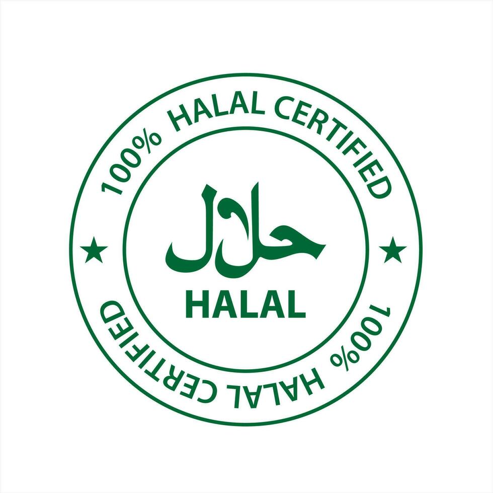 Vektor halal Logo. halal Abzeichen, runden Briefmarke und Vektor Logo. halal Zeichen Design