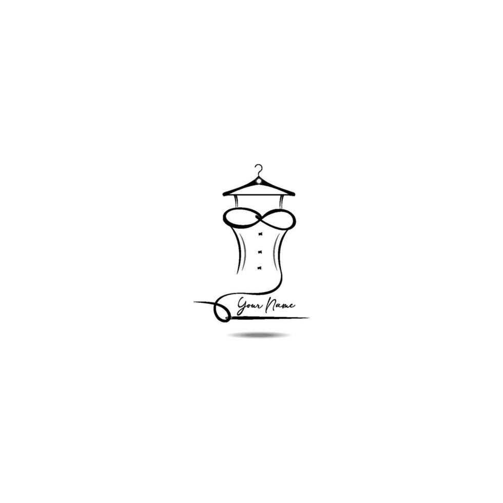 illustration av en minimalistisk logotypdesign kan användas för damkläder, symboler, skyltar, onlinebutikslogotyper, speciella klädlogotyper, boutique vektor