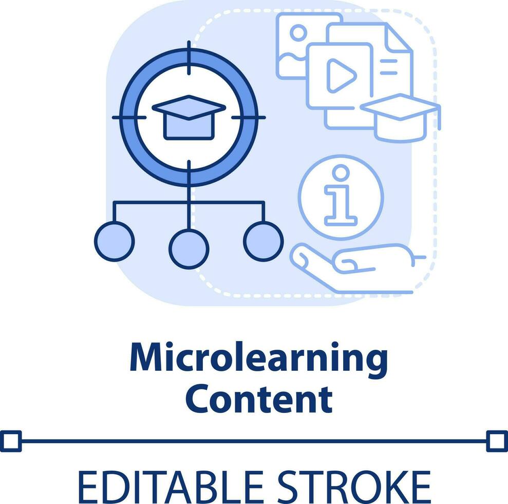 Mikrolernen Inhalt Licht Blau Konzept Symbol. Mikro Lernen Komponente abstrakt Idee dünn Linie Illustration. isoliert Gliederung Zeichnung. editierbar Schlaganfall vektor