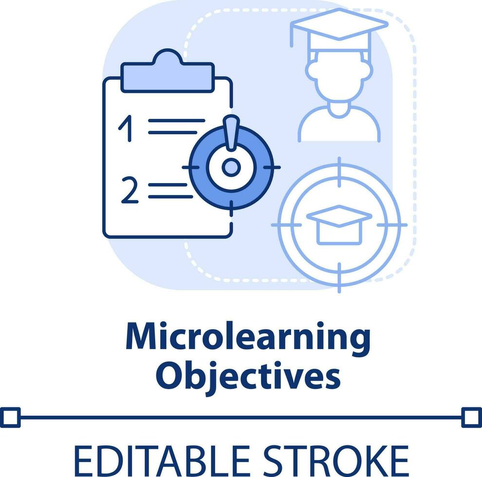 Mikrolernen Ziele Licht Blau Konzept Symbol. Mikro Lernen Modul abstrakt Idee dünn Linie Illustration. isoliert Gliederung Zeichnung. editierbar Schlaganfall vektor