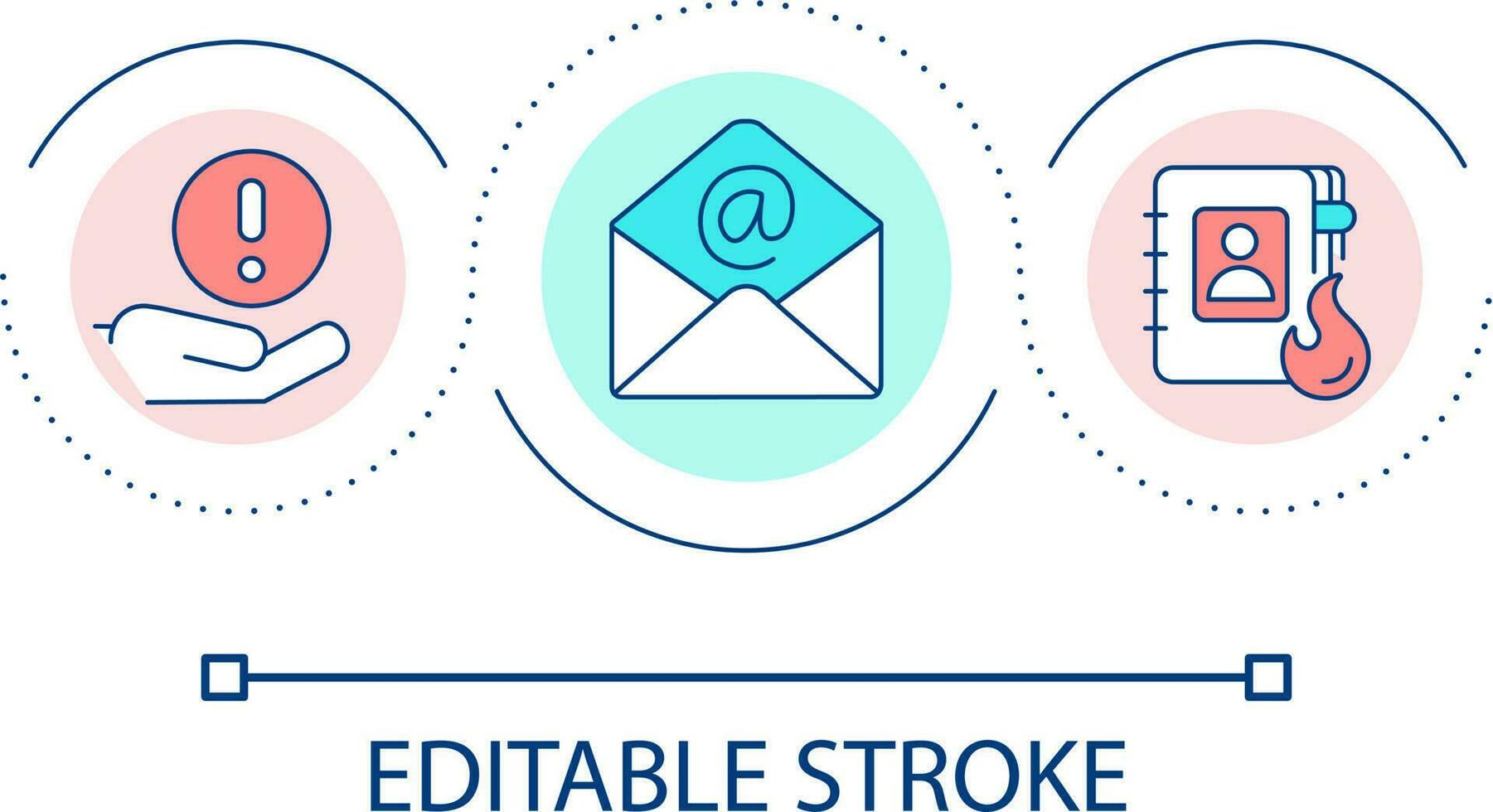 nödsituation kontakter slinga begrepp ikon. telefon tal och e-postmeddelanden. kris förvaltning planen abstrakt aning tunn linje illustration. isolerat översikt teckning. redigerbar stroke vektor