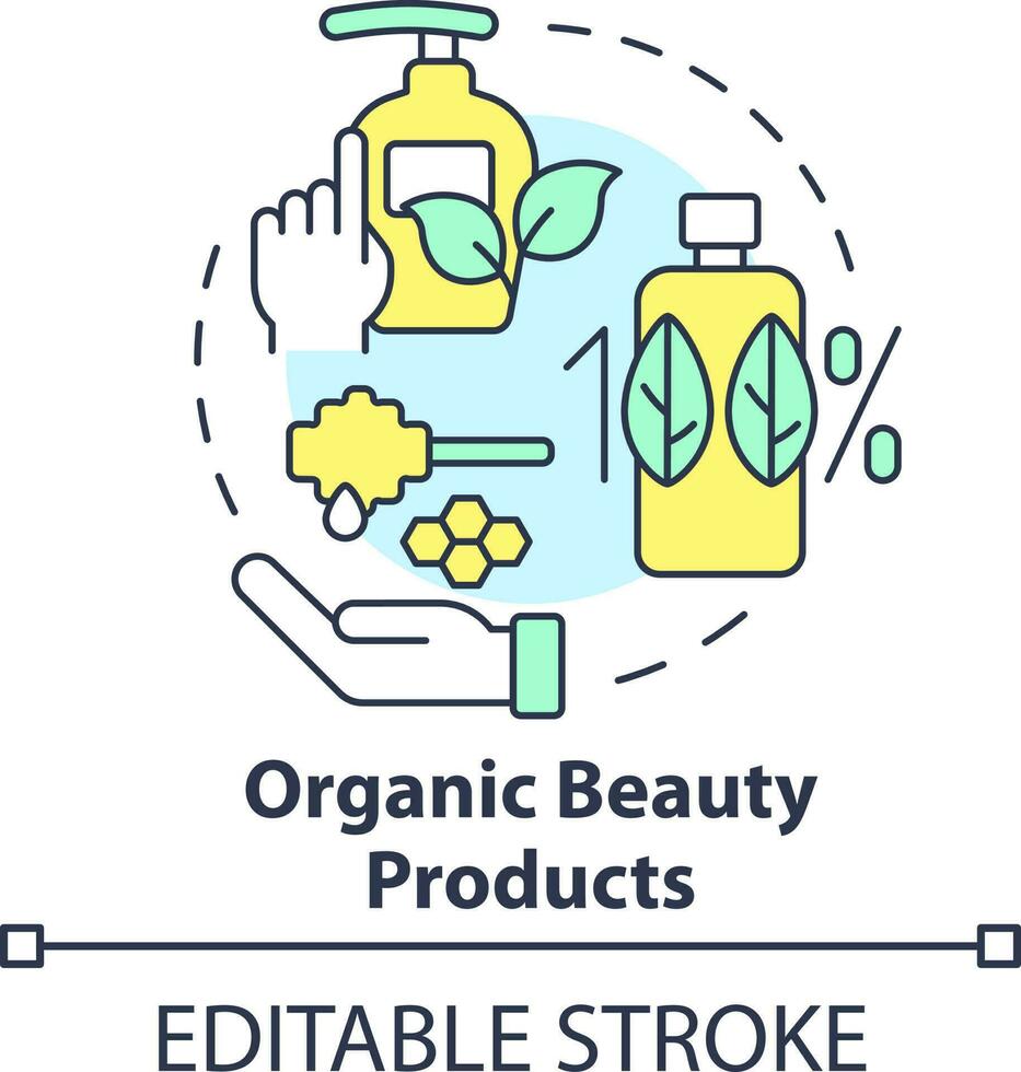 organisk skönhet Produkter begrepp ikon. eco vänlig. i efterfrågan små företag typ abstrakt aning tunn linje illustration. isolerat översikt teckning. redigerbar stroke vektor