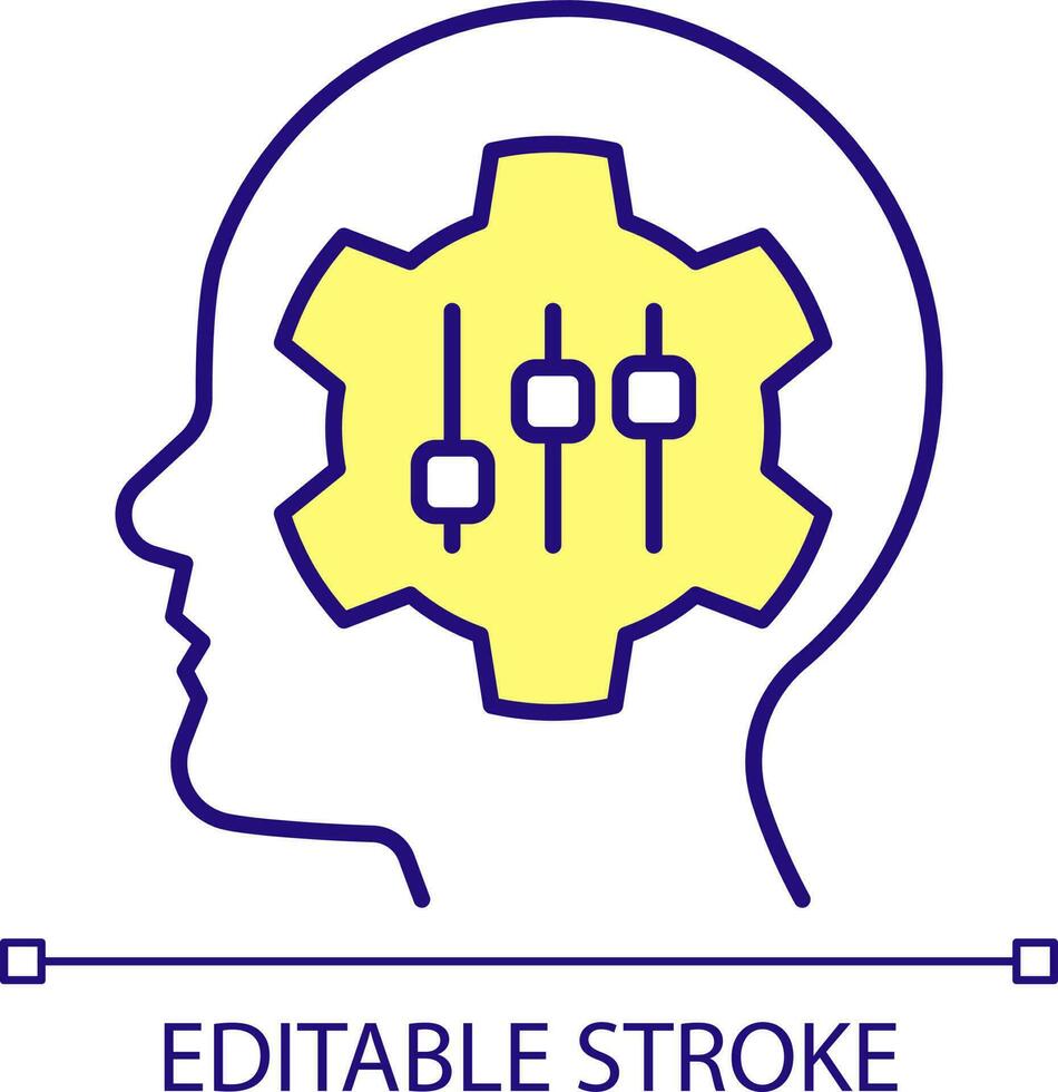 einstellbar Denkweise rgb Farbe Symbol. Flexibilität und Anpassungsfähigkeit Fähigkeit. kognitiv Verfahren. isoliert Vektor Illustration. einfach gefüllt Linie Zeichnung. editierbar Schlaganfall