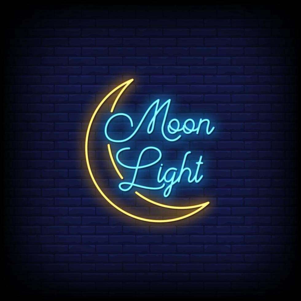 måne ljus neon skyltar stil text vektor