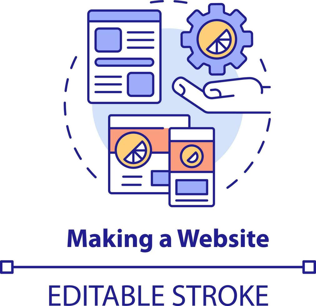 framställning hemsida begrepp ikon. programmering skicklighet abstrakt aning tunn linje illustration. webb design kurs. visuell innehåll. isolerat översikt teckning. redigerbar stroke vektor