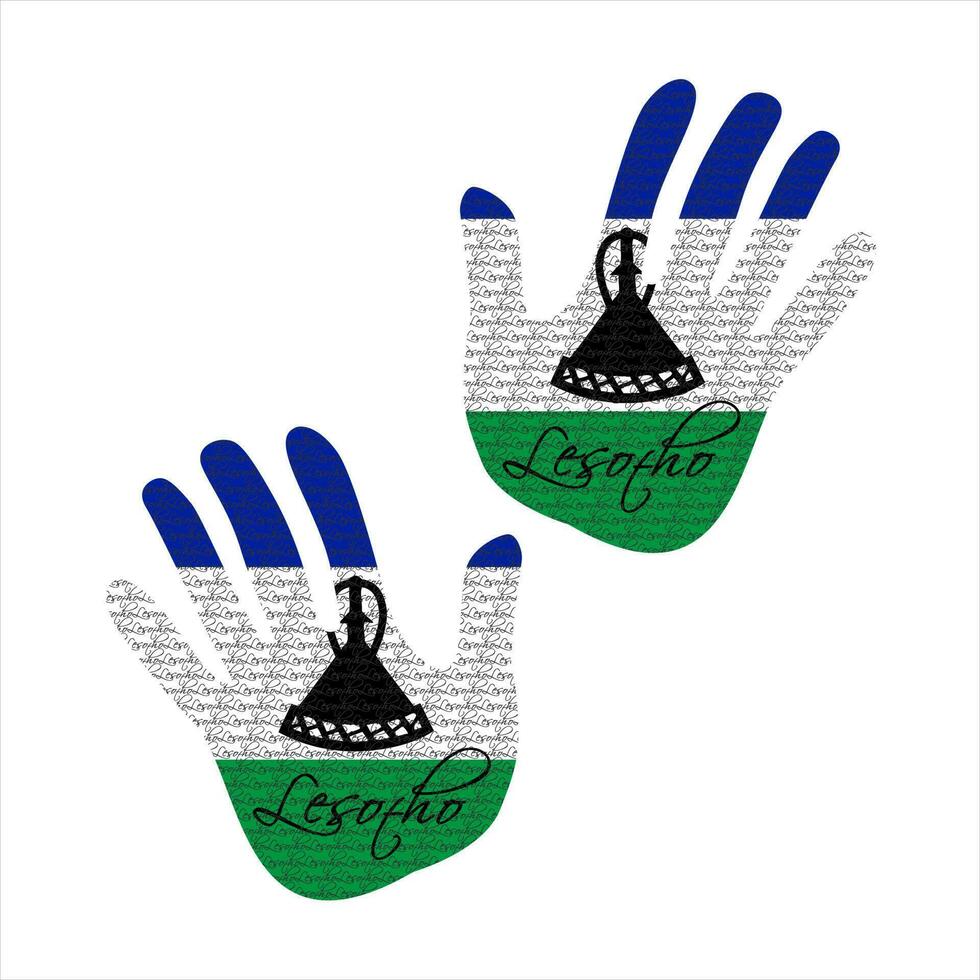 Lesotho Flagge Hand Vektor