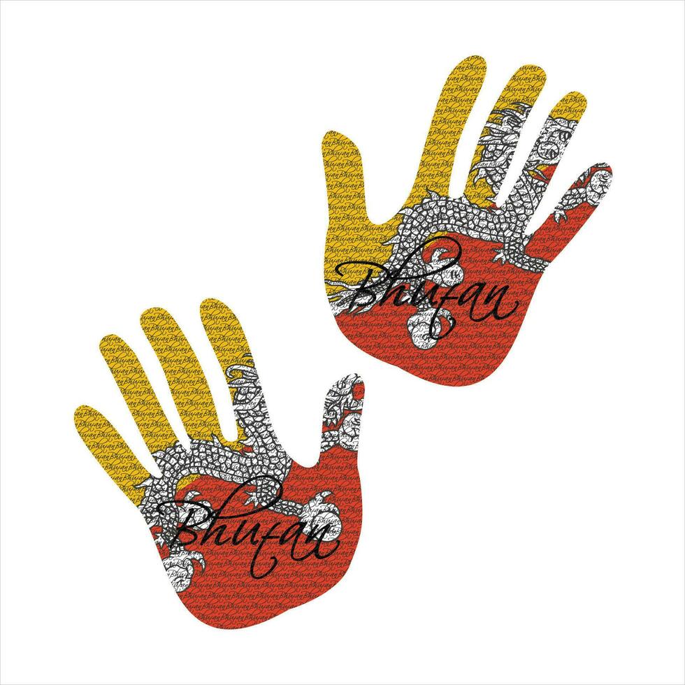 bhutan flagga hand vektor