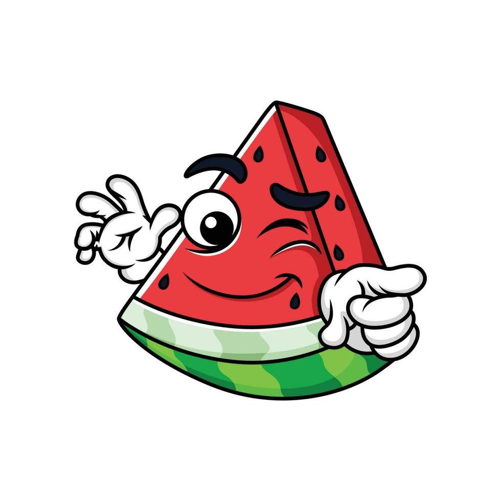 tecknad serie vattenmelon uttryck med förtroende i vit bakgrund vektor