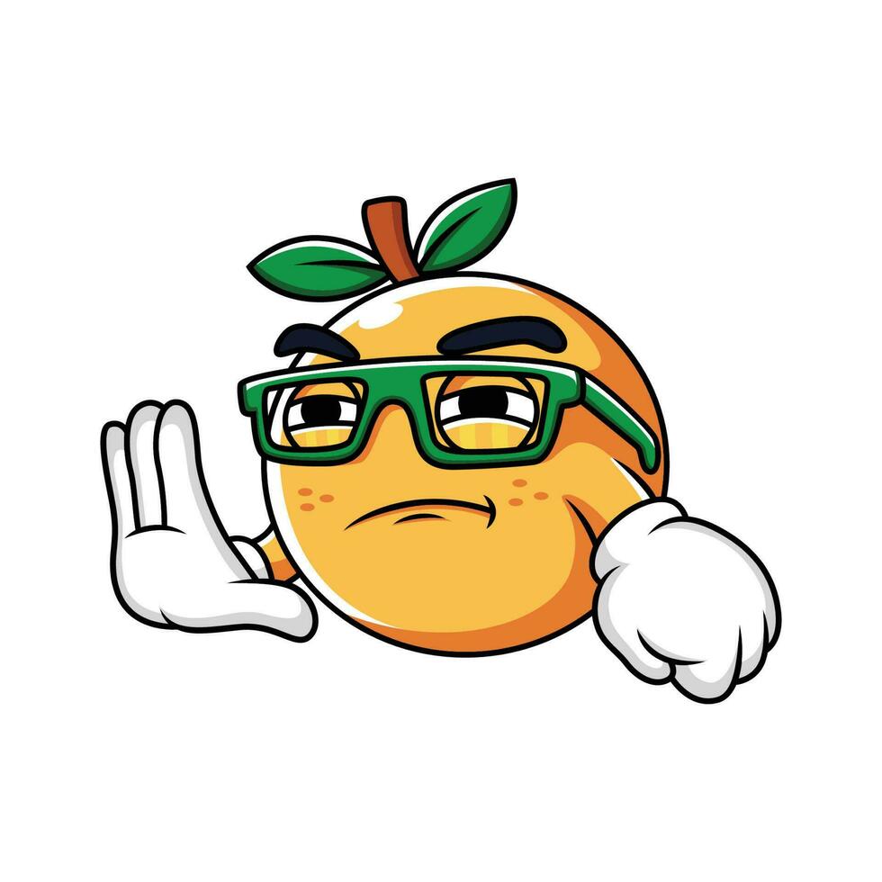söt tecknad serie orange uttryck med glasögon i vit bakgrund vektor
