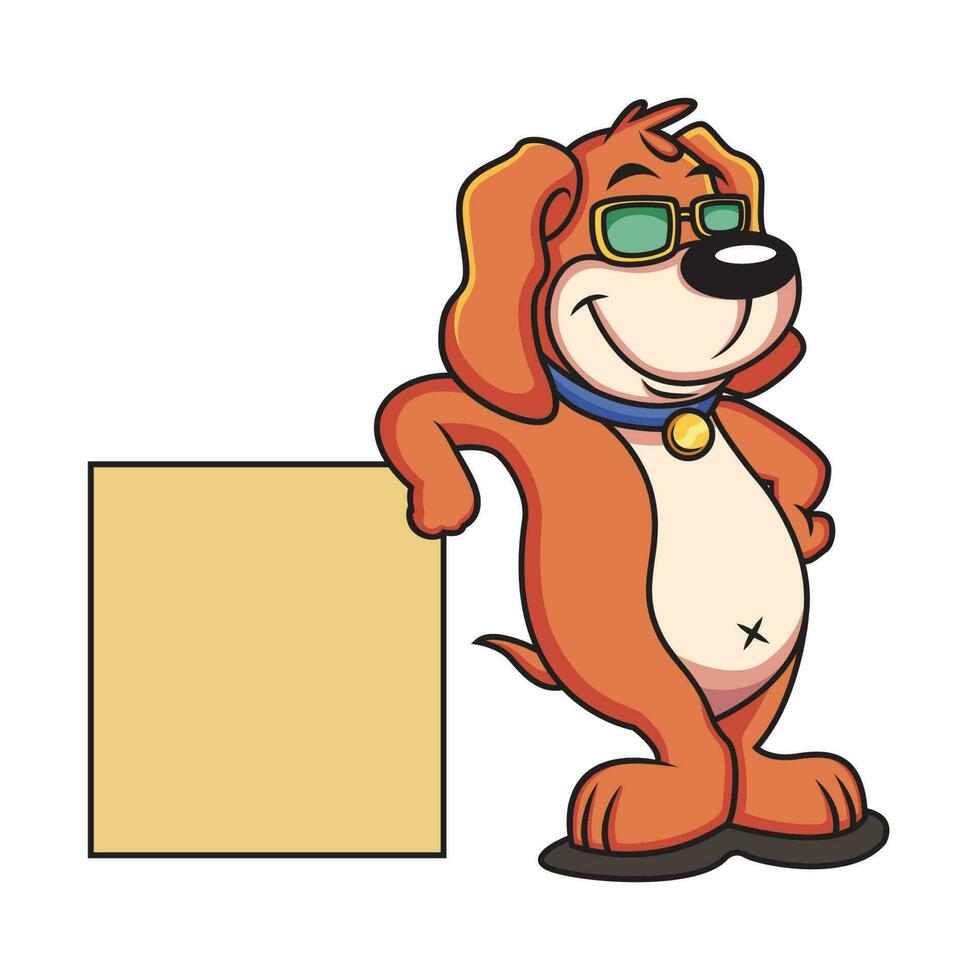 süß Hund Stand auf Box Karikatur. Tier Vektor Symbol Illustration, isoliert auf Weiß Hintergrund