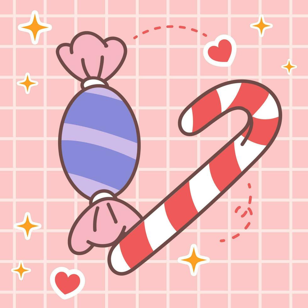 kawaii Essen von Süss Süßigkeiten. Vektor Hand gezeichnet süß Karikatur Charakter Illustration Logo Symbol. süß Japan Anime, Manga Stil Konzept Design