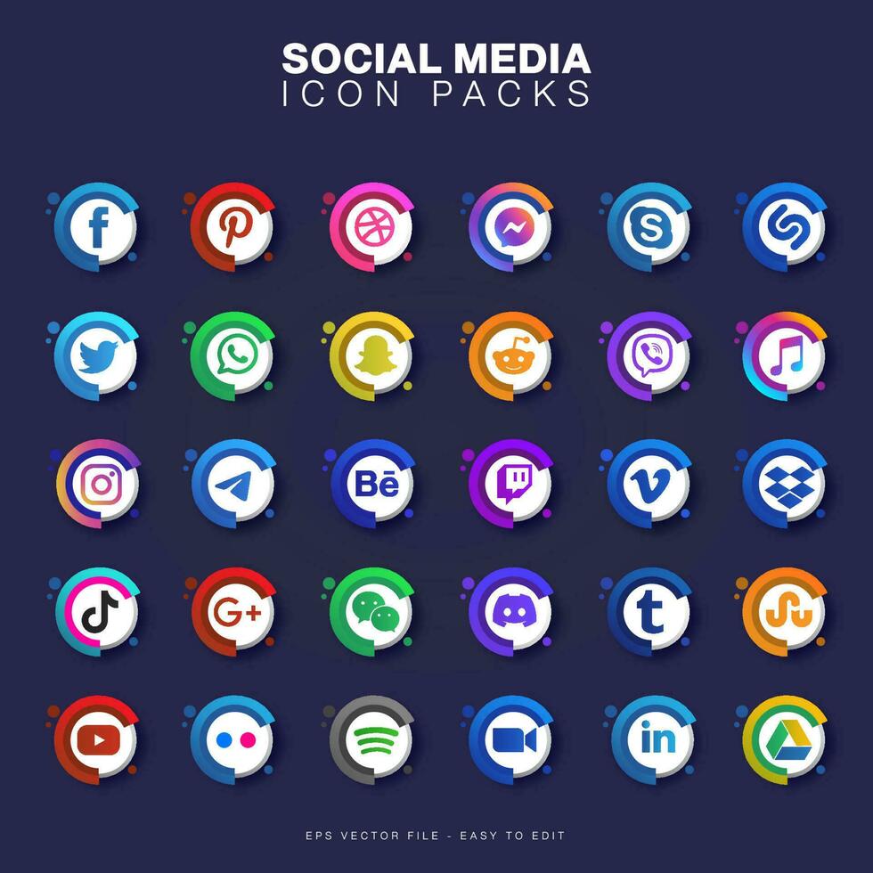 Sammlung beliebter Social-Media-Logos. facebook, instagram, twitter, linkedin, youtube, Telegramm, vimeo, snapchat, whatsapp. realistisches Redaktionsset. vektor