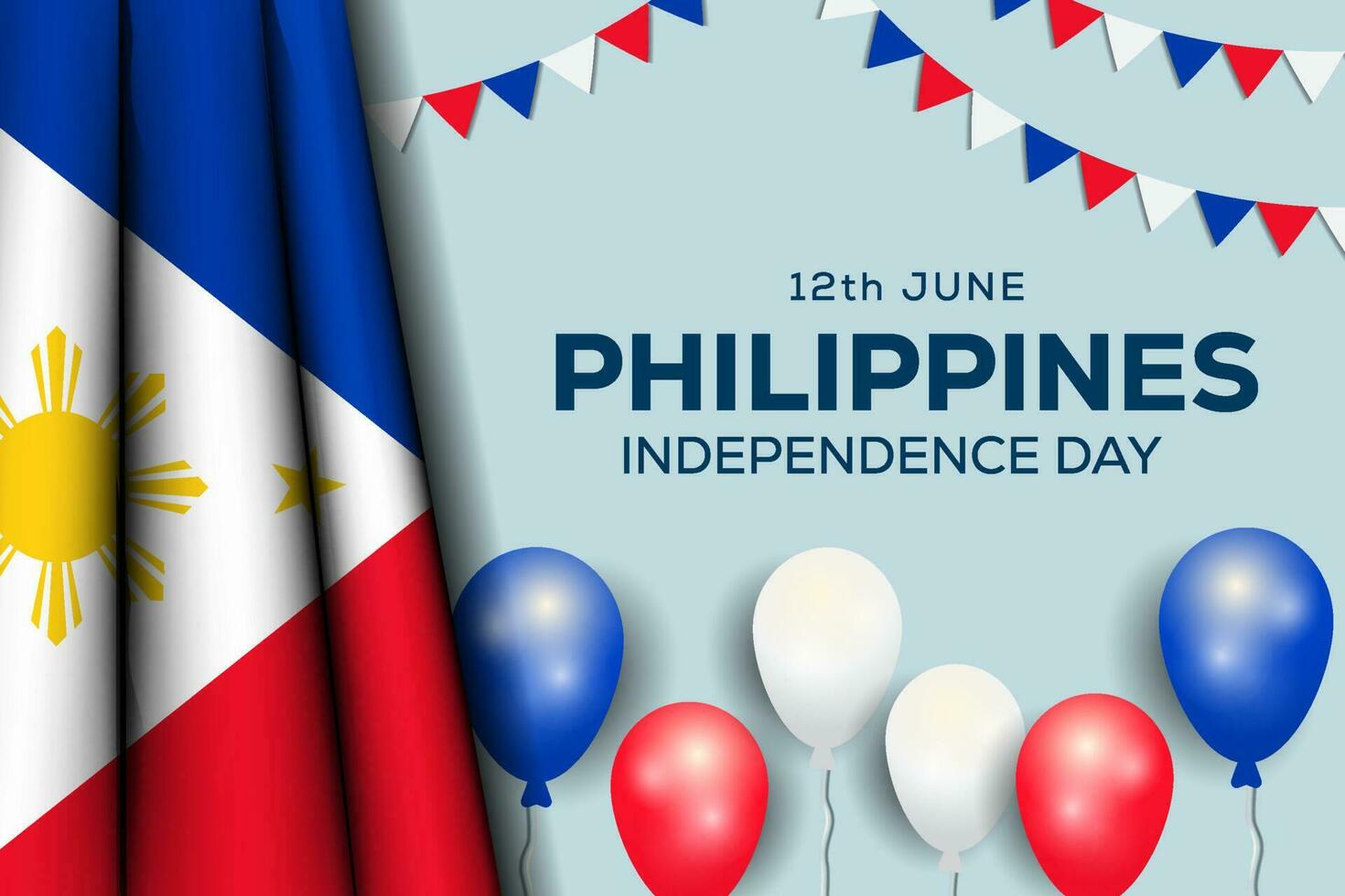 12th juni filippinerna oberoende dag illustration bakgrund med ballonger vektor
