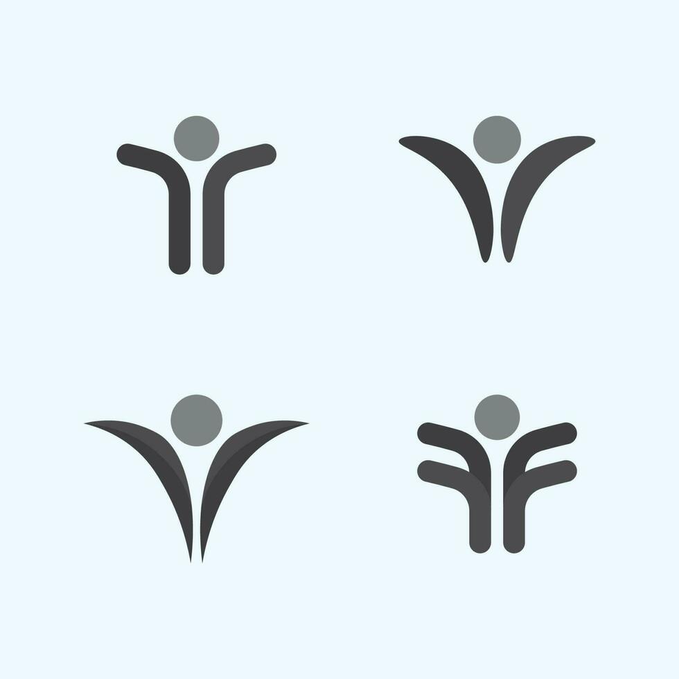 Abstraktes Menschen-Logo-Design. Spaßmenschen, gesunde Menschen, Sport, Gemeindemenschen Symbolvektorillustration vektor
