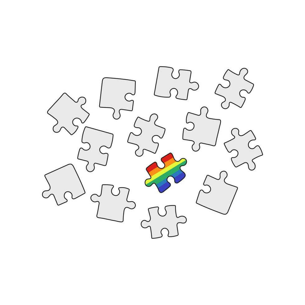 Puzzle Puzzle. lgbt wie ein Teil von Gesellschaft Konzept. nicht mögen die meisten Personen. Vektor Illustration.