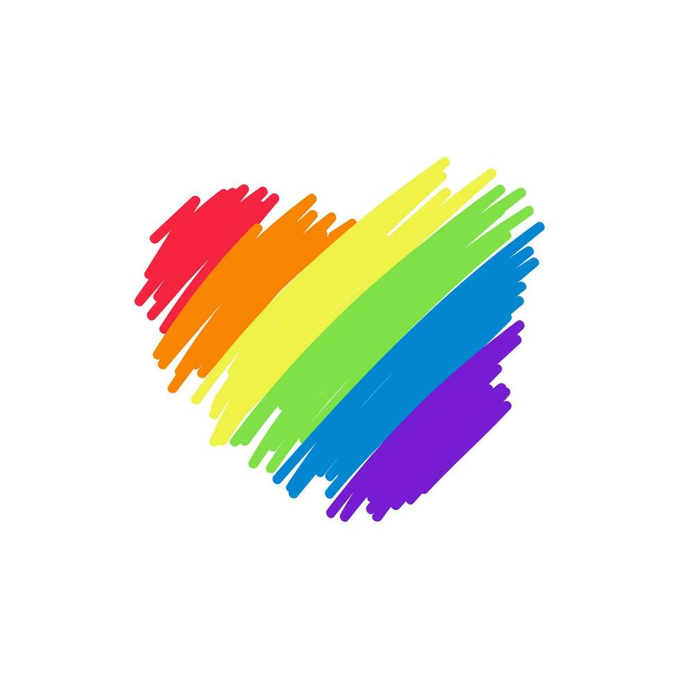 Regenbogen Herz. lgbt Symbol. Stolz, Freiheit unterzeichnen. Hand gezeichnet Vektor Illustration.