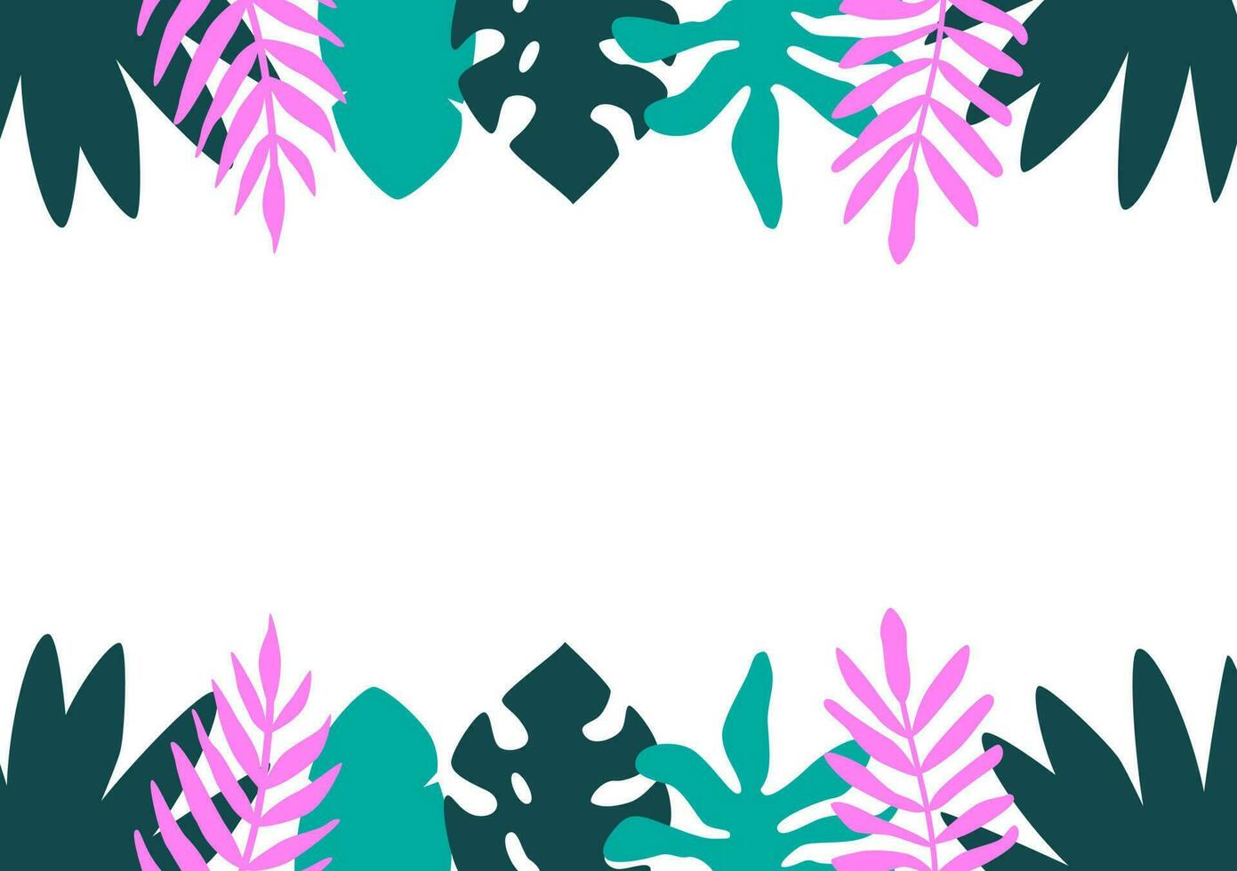 sommar tropisk abstrakt bakgrund med kopia Plats för text. tropisk löv ram, baner, kort, flygblad. horisontell färgrik mall. vektor