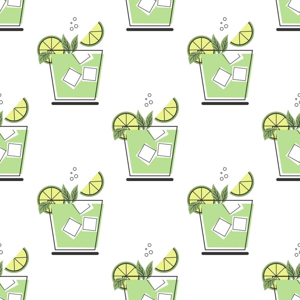 nahtlos Muster, erfrischend Obst Cocktails auf ein Weiß Hintergrund. Getränke Hintergrund, Textil- vektor