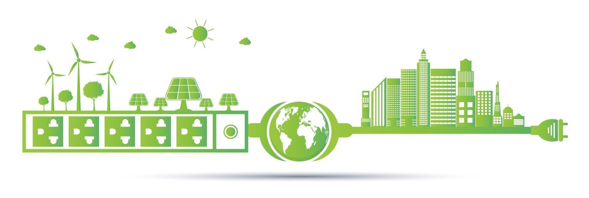 Öko-Green-Energy-Städte-Konzept vektor