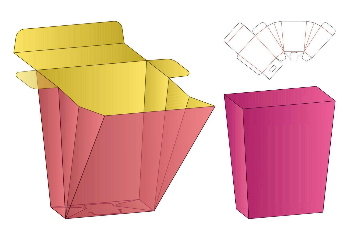 Box Verpackung gestanzte Vorlage Design. 3D-Modell vektor