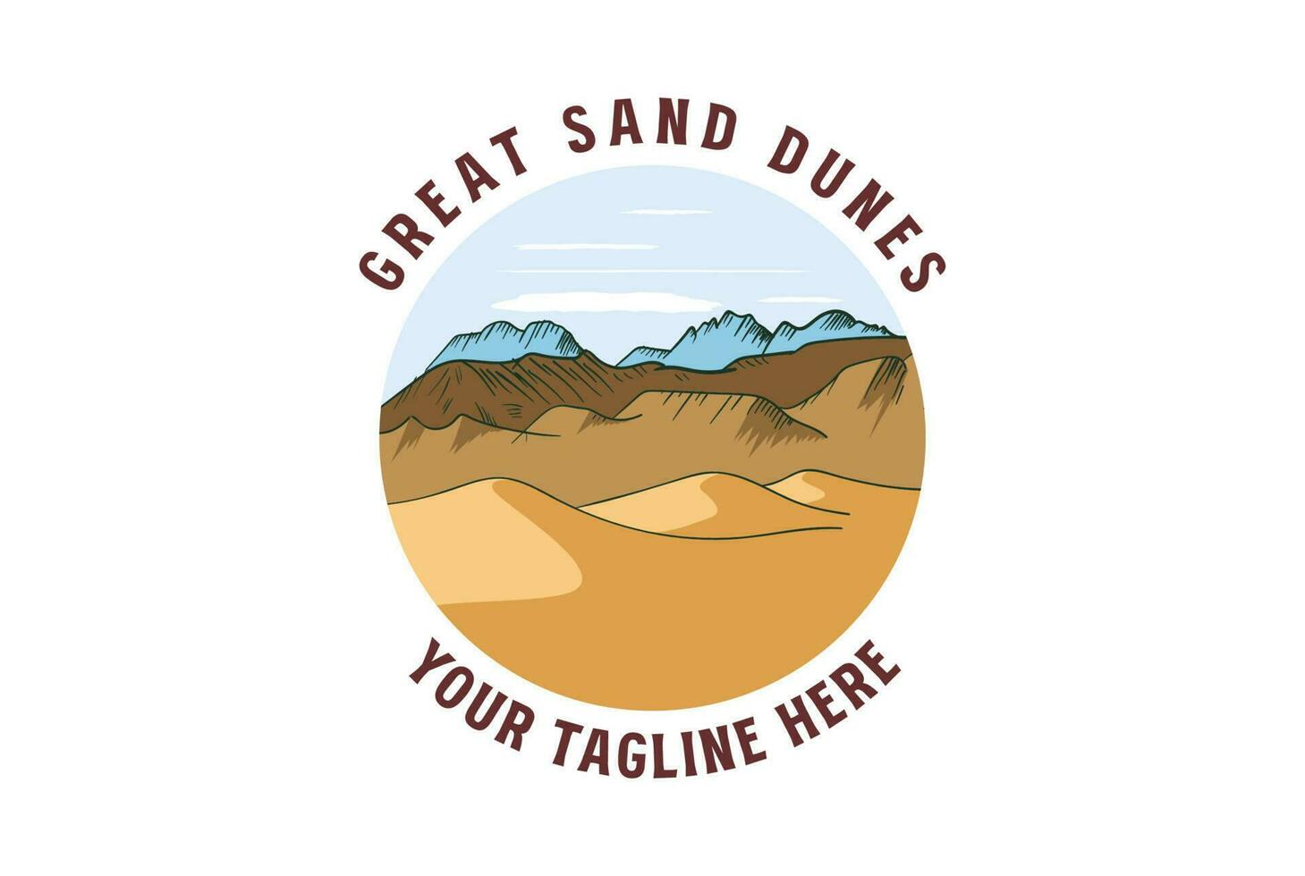 Jahrgang retro amerikanisch großartig Sand Dünen Wüste National Park zum draussen Abenteuer t Hemd Logo Illustration vektor