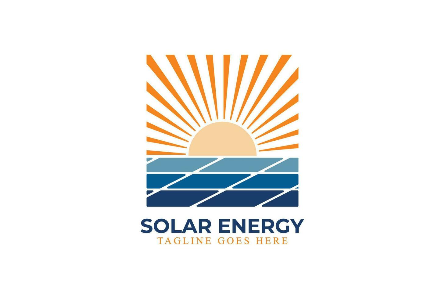 Sol eller soluppgång med sol- panel för förnybar kraft energi logotyp design vektor