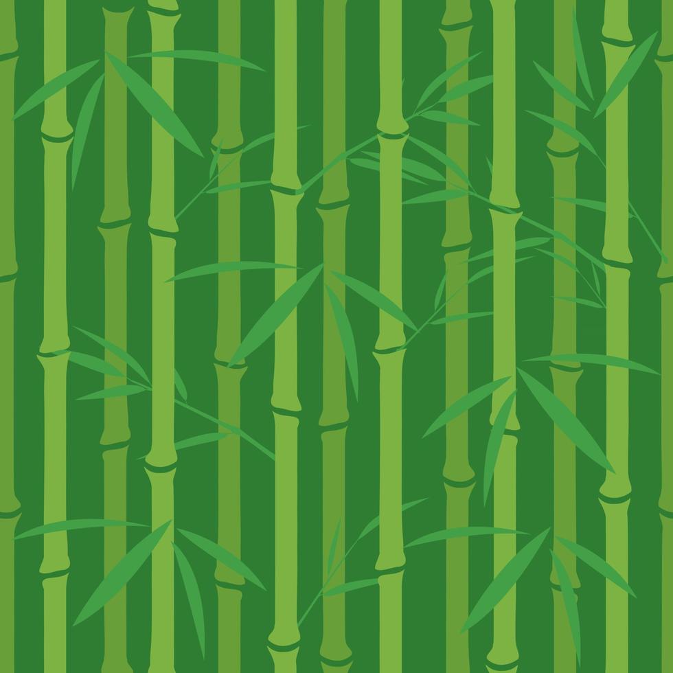 nahtloses Muster mit Bambusblättern und Stämmen in Grüntönen vektor