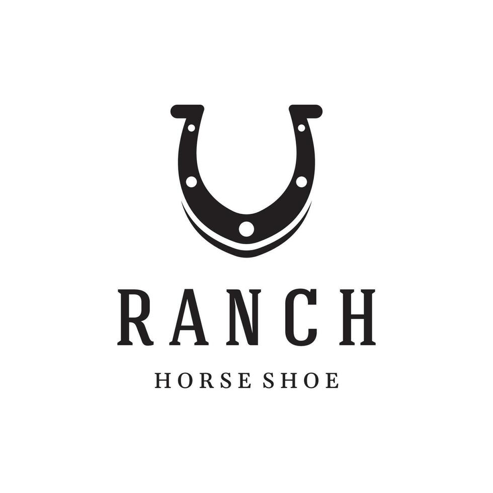 retro Hufeisen Logo Vorlage zum Ranch, Cowboy, Abzeichen. welche ist isoliert auf das Hintergrund. vektor