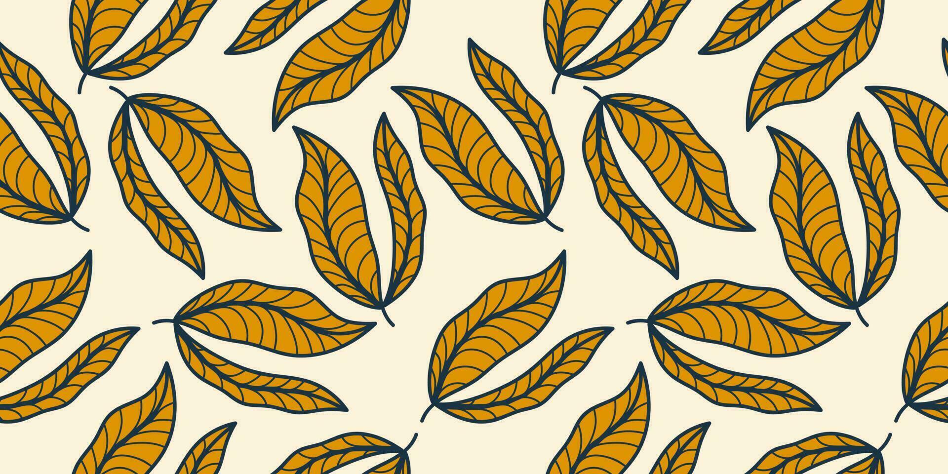 orange blad mönster i årgång stil. hand dragen sömlös blommig mönster för mode, tapet, omslag papper, bakgrund, tyg, textil, kläder, och kort design vektor