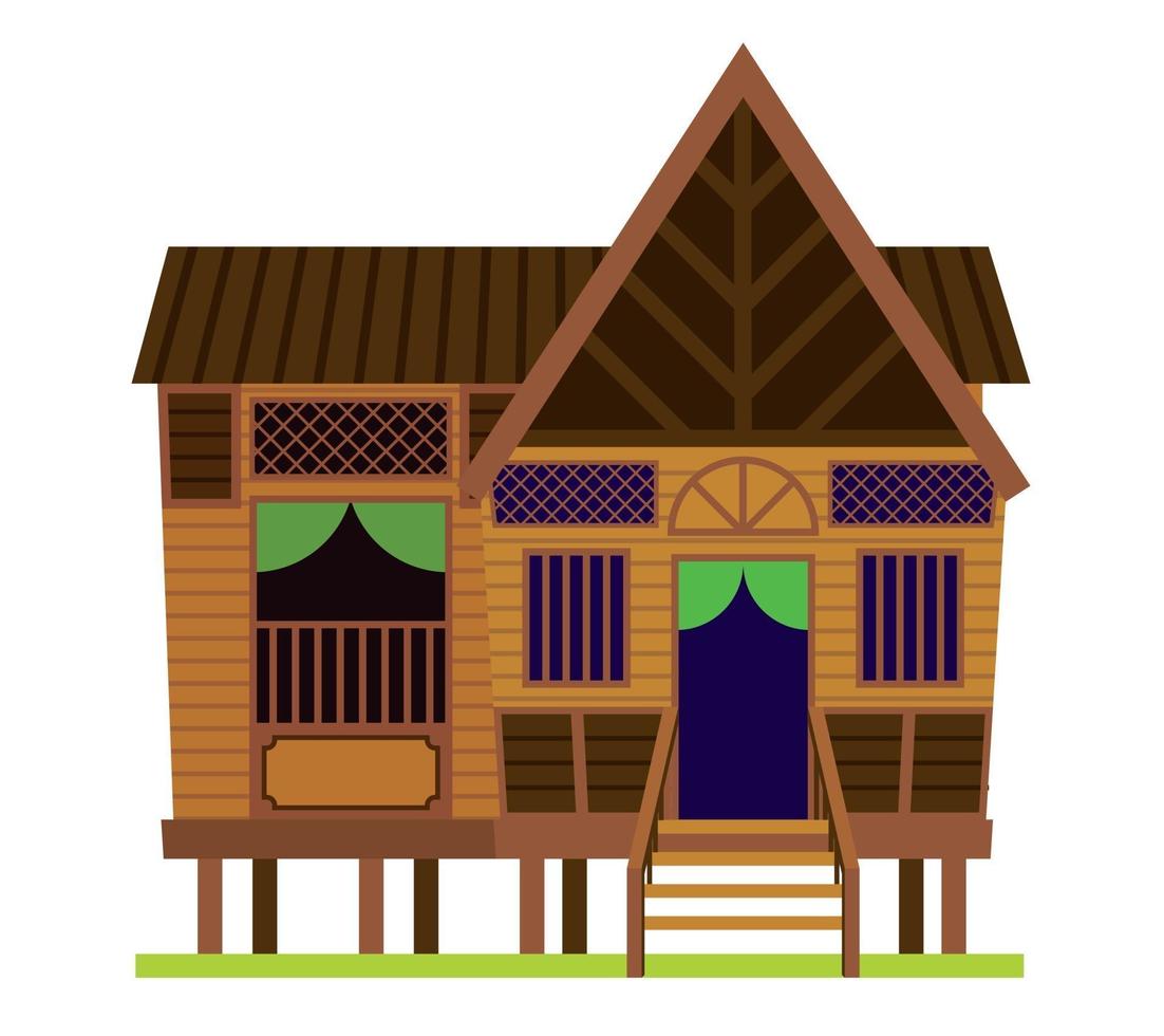traditionelles Vintage Dorf malaiisches Haus oder Rumah Kampung Melayu in Malaysia vektor