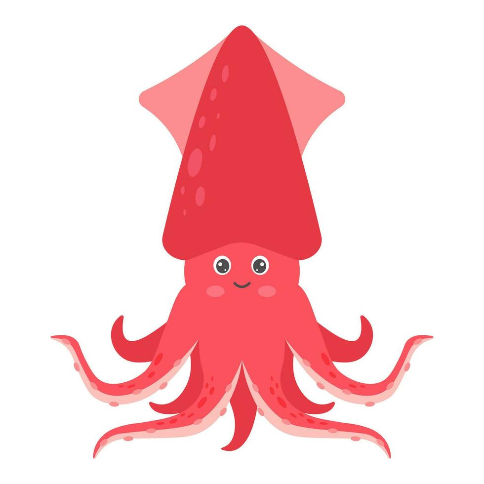 tecknad serie bläckfisk. hav djur. vektor illustration.