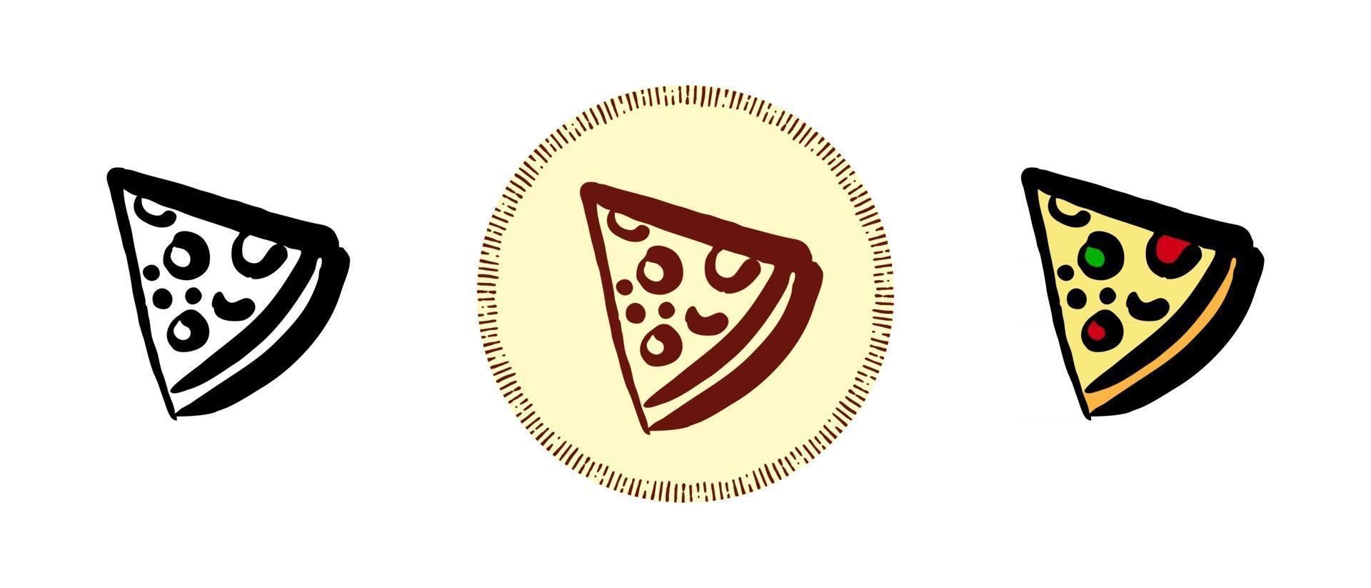 Kontur und Farbe und Retro-Symbole eines Stücks Pizza vektor