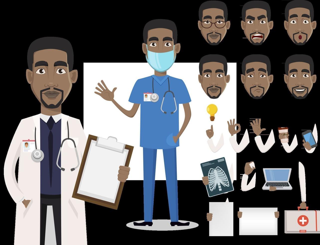 junger professioneller afroamerikanischer Arzt vektor
