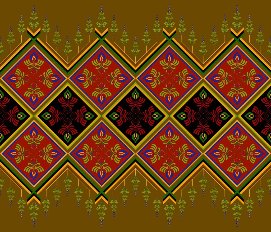 Emblem ethnisch Volk geometrisch nahtlos Muster im rot und braun vektor
