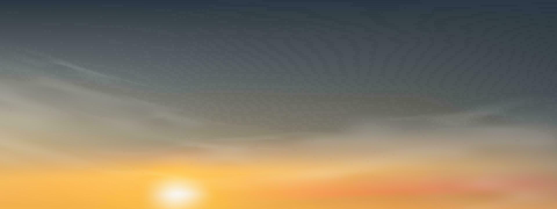 Sonnenuntergang Himmel, Horizont Frühling Himmel scape im Blau, Gelb Farbe, Vektor Illustration von Natur Wolke, Himmel im sonnig Tag Frühling, Sommer, Horizont malerisch Banner Hintergrund zum Welt Umgebung Tag, Erde Tag