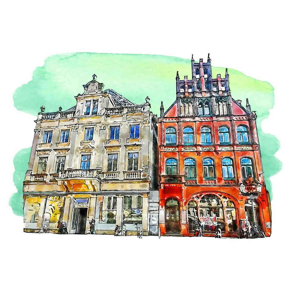 minden Deutschland Aquarell Hand gezeichnet Illustration isoliert auf Weiß Hintergrund vektor