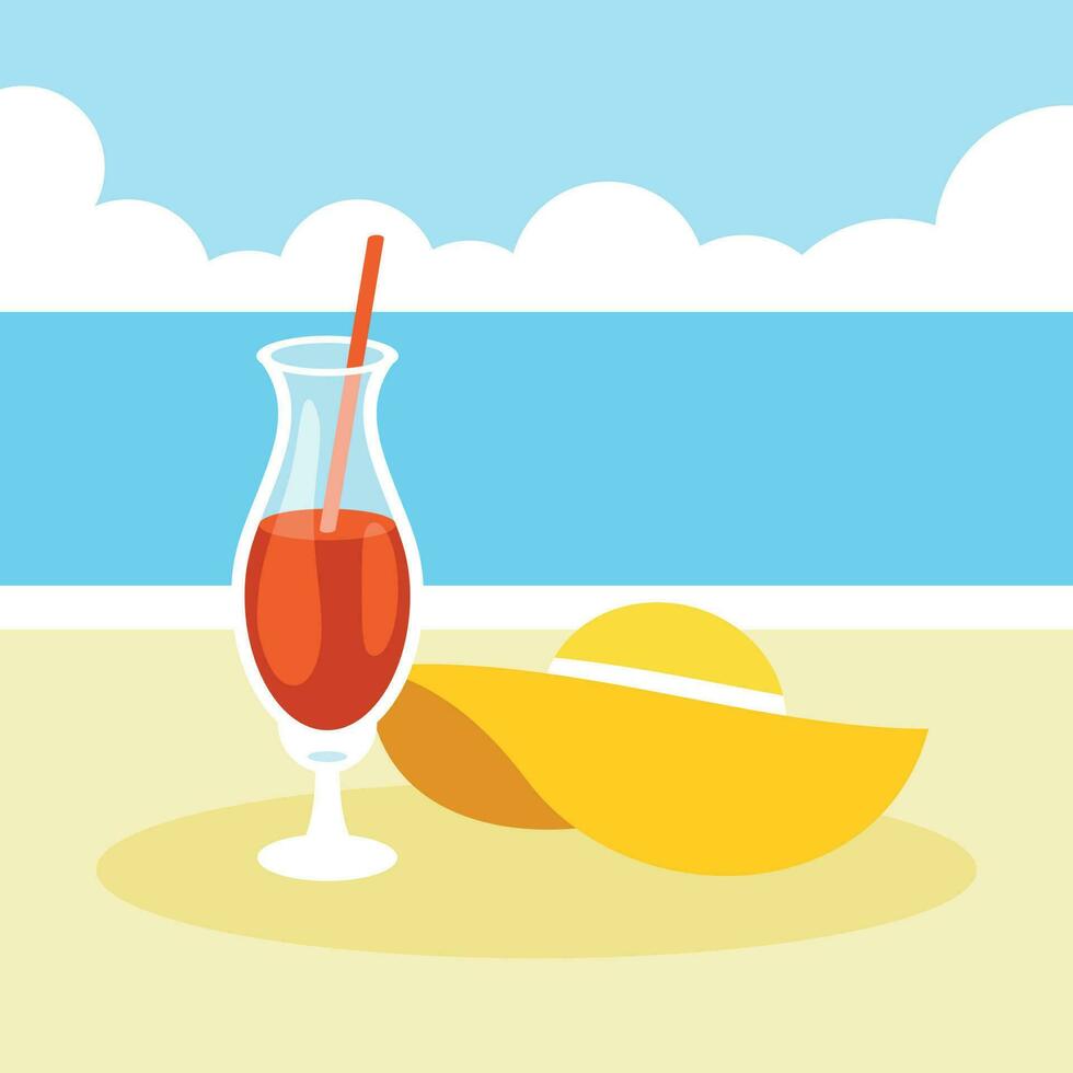 cocktail på de strand, isolerat bakgrund. vektor