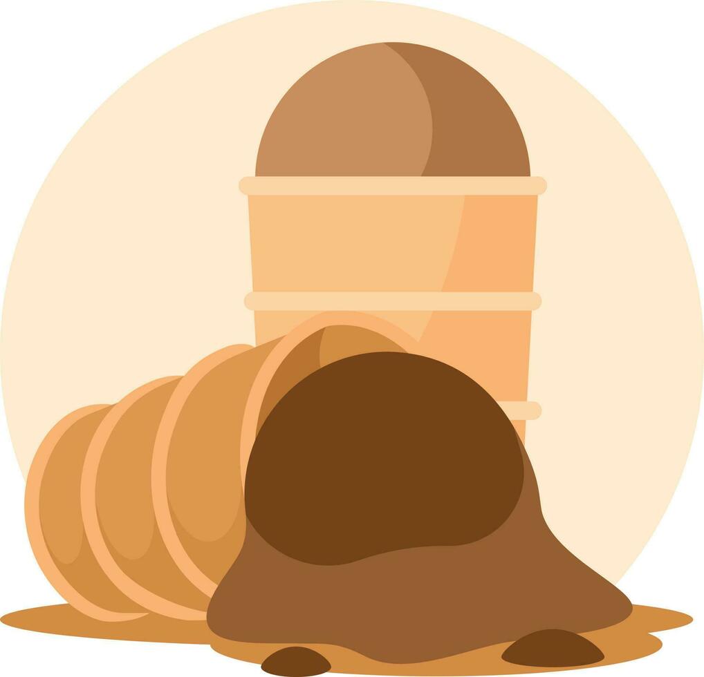 choklad is grädde i kottar, isolerat bakgrund. vektor