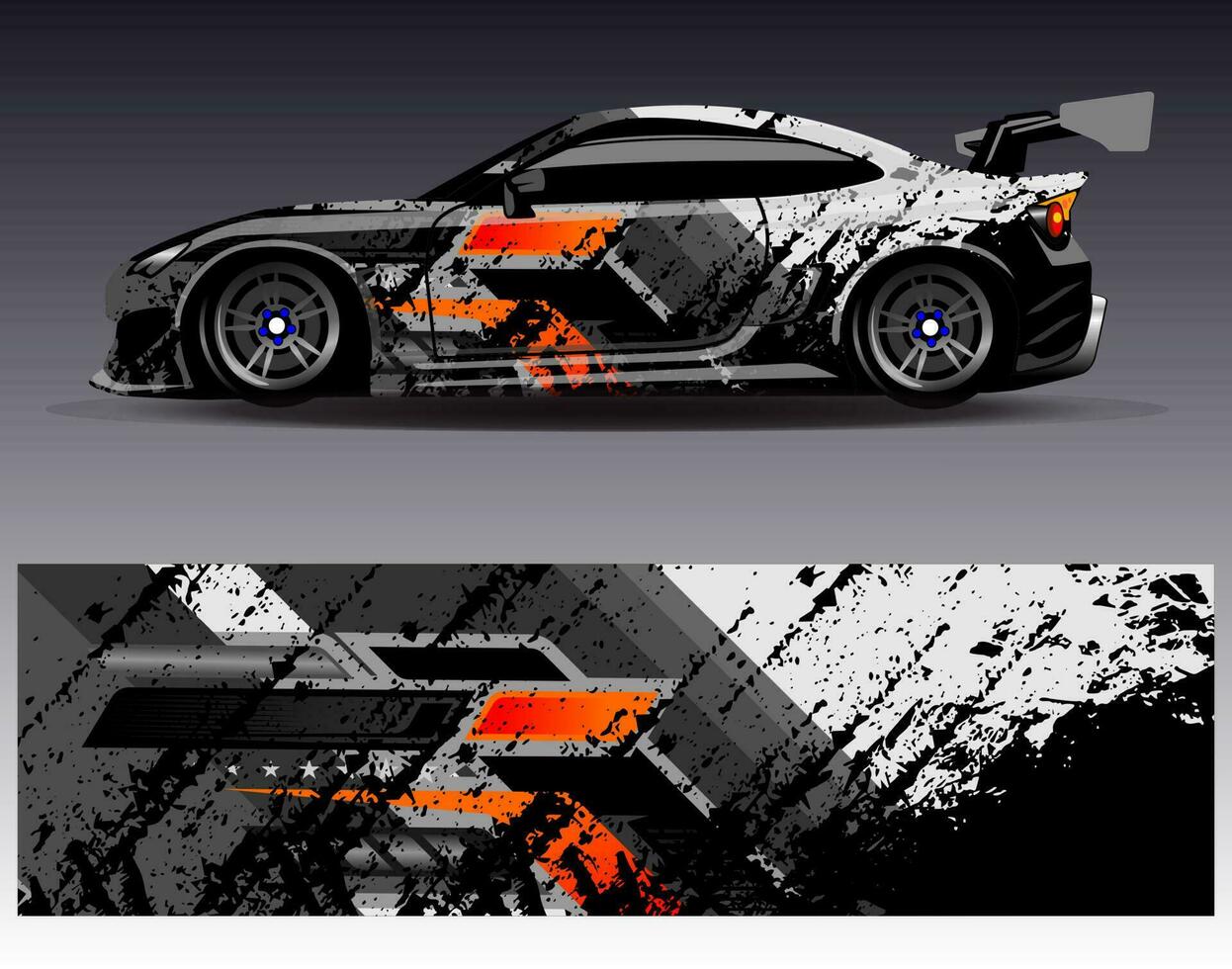 Auto-Wrap-Design-Vektor. grafische abstrakte Streifen-Rennhintergrund-Kit-Designs für Wrap-Fahrzeug-Rennwagen-Rallye-Abenteuer und Lackierungen vektor