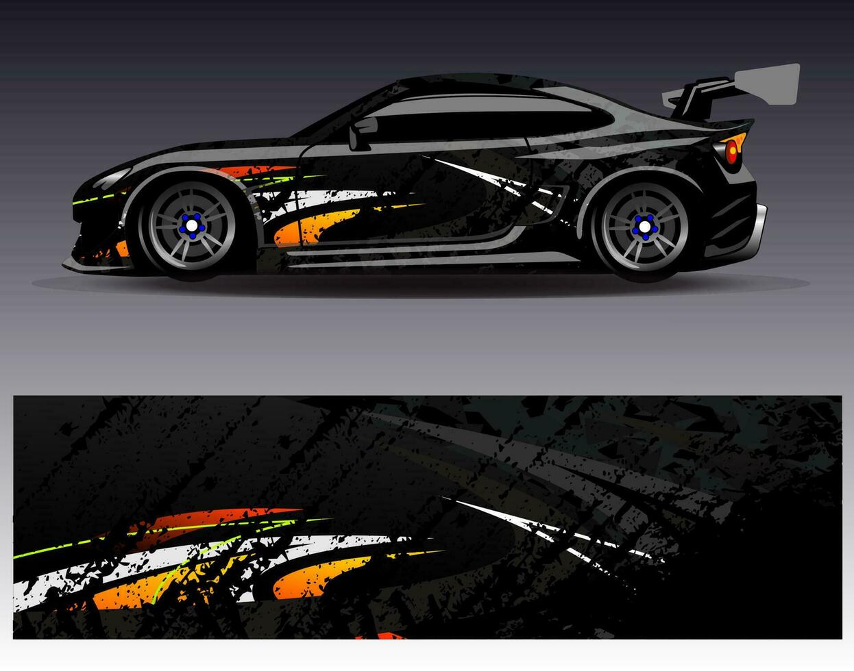 Auto-Wrap-Design-Vektor. grafische abstrakte Streifen-Rennhintergrund-Kit-Designs für Wrap-Fahrzeug-Rennwagen-Rallye-Abenteuer und Lackierungen vektor