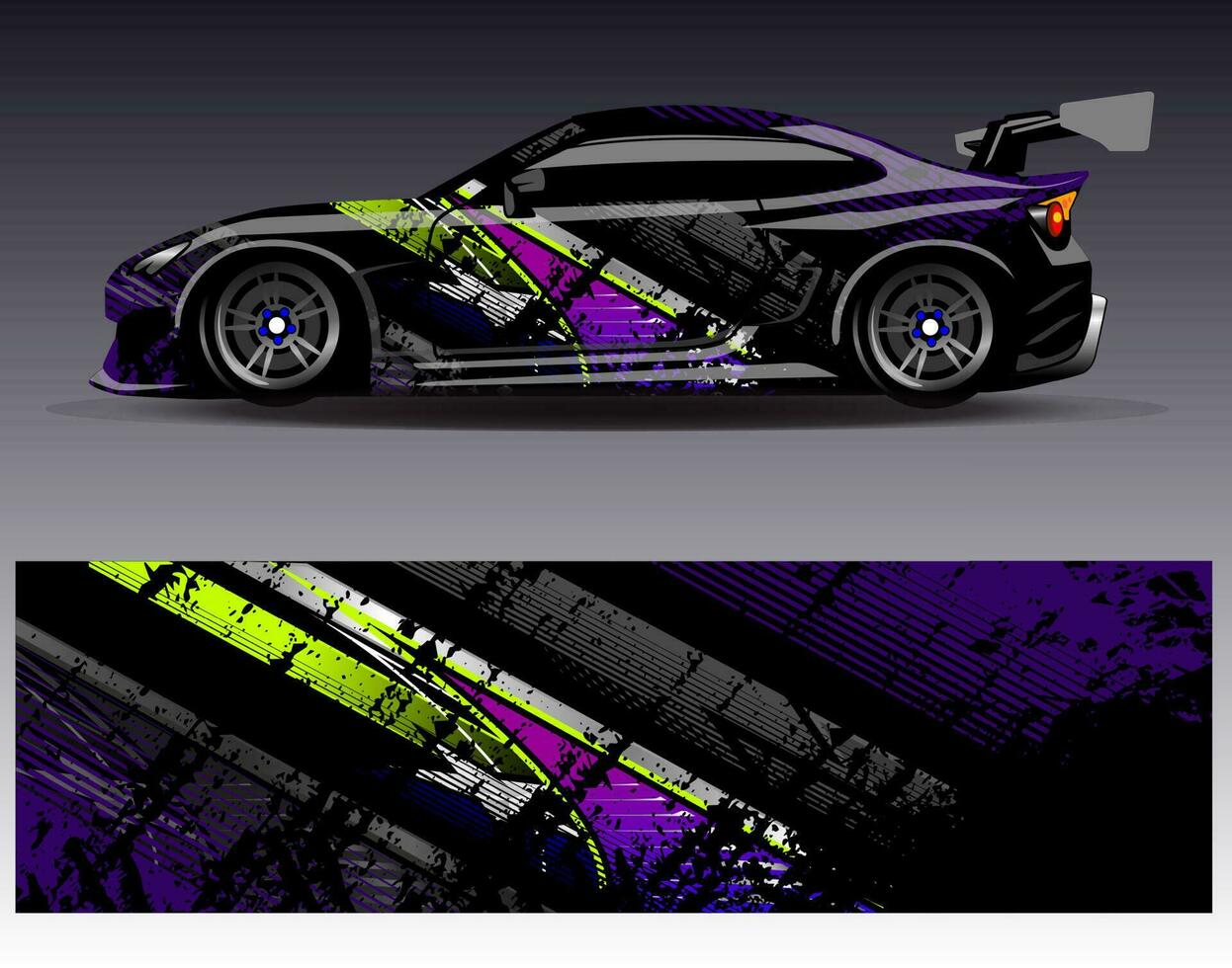 Auto-Wrap-Design-Vektor. grafische abstrakte Streifen-Rennhintergrund-Kit-Designs für Wrap-Fahrzeug-Rennwagen-Rallye-Abenteuer und Lackierungen vektor