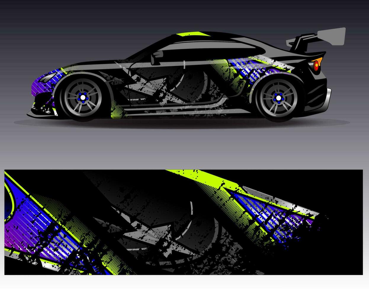 Auto-Wrap-Design-Vektor. grafische abstrakte Streifen-Rennhintergrund-Kit-Designs für Wrap-Fahrzeug-Rennwagen-Rallye-Abenteuer und Lackierungen vektor